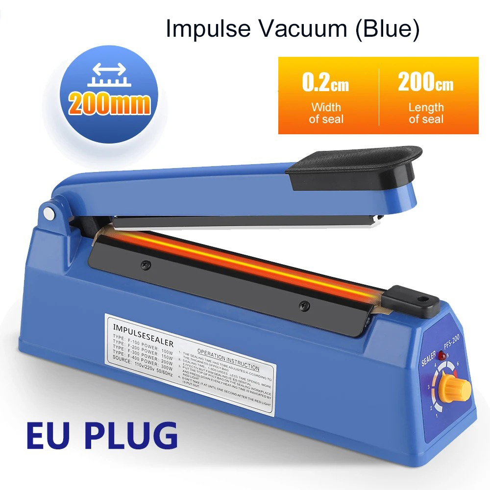 Plastic Bag Impulse Heat Sealer - インパルスシーラーマシン キッチン食品プラスチック手動シーリング 200mm長さ 食品真空保存 家庭用 220V