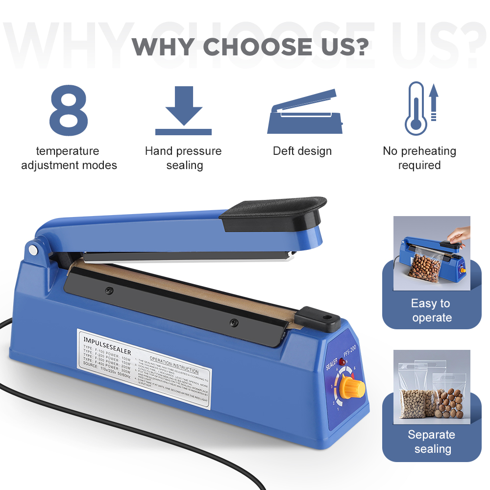 インパルスシーラーマシン キッチン食品プラスチック手動シーリ - Plastic Bag Impulse Heat Sealer のレビューと価格