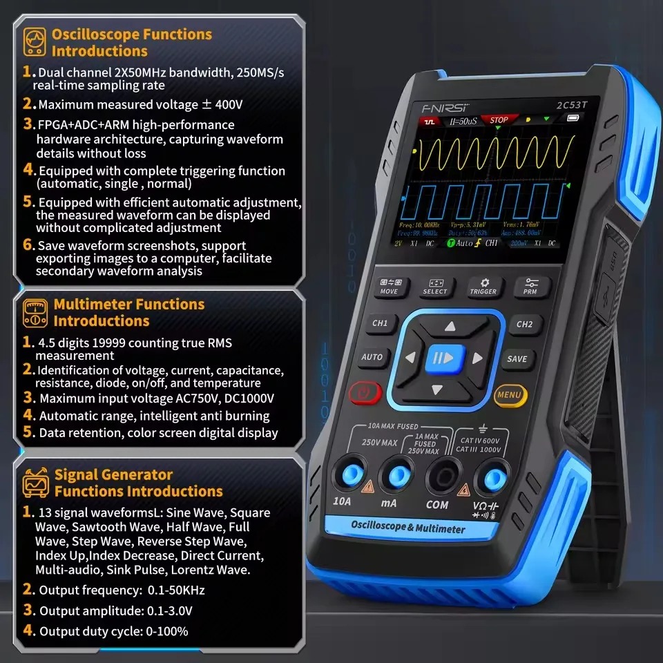 2C23T 3-in-1 ハンドヘルドオシロスコープ マルチ - Fnirsi Digital Oscilloscope Handheld のレビューと価格