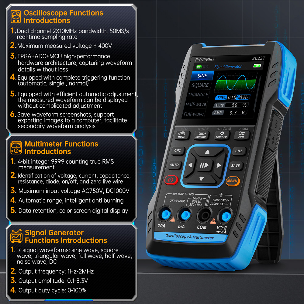 FNIRSI 2C23T ハンドヘルドデジタルオシロスコープ - Fnirsi Digital Oscilloscope Handheld のレビューと価格
