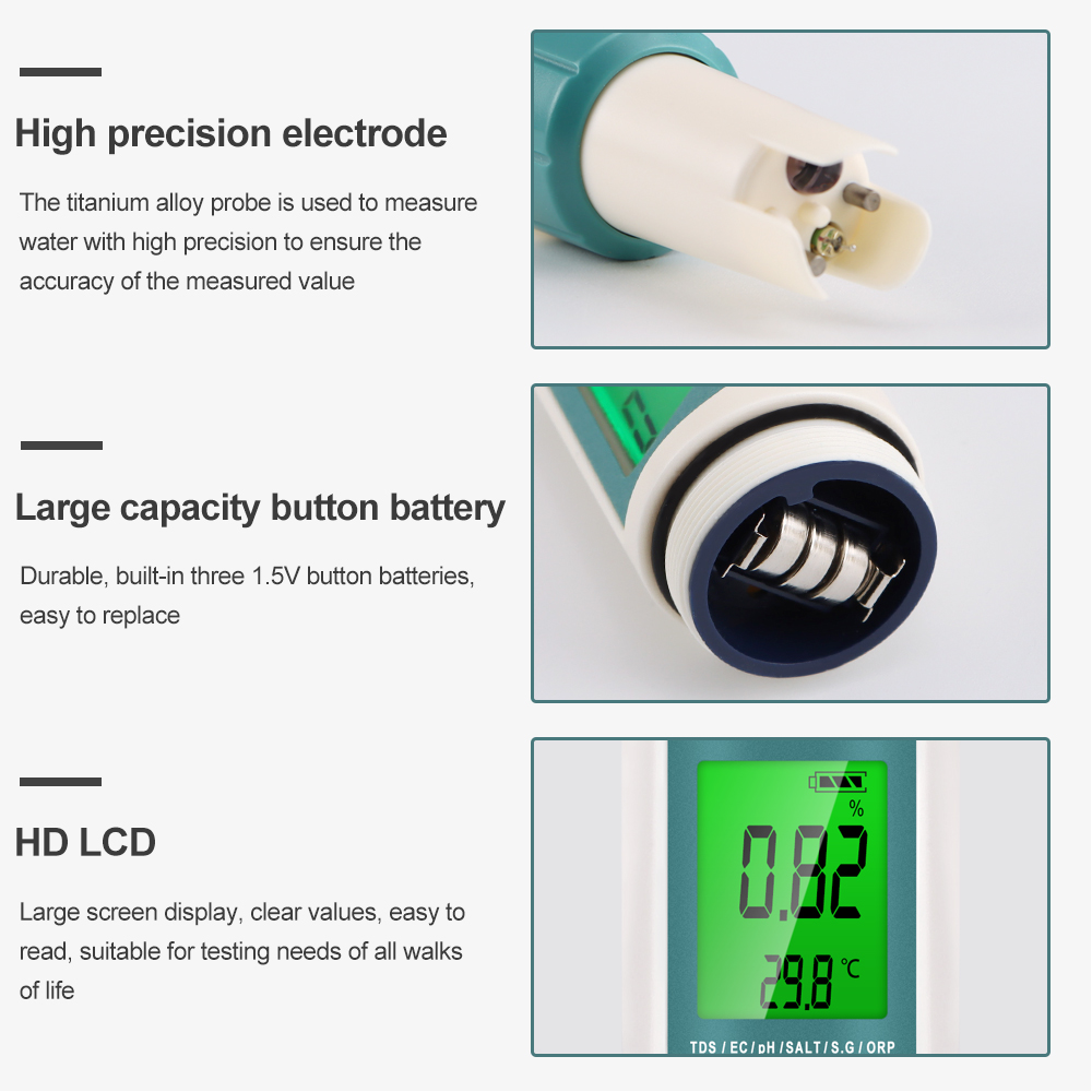 7 In 1 デジタル水質テスター ORP PH TDS E - Ph Meter Digital Water Tester のレビューと価格