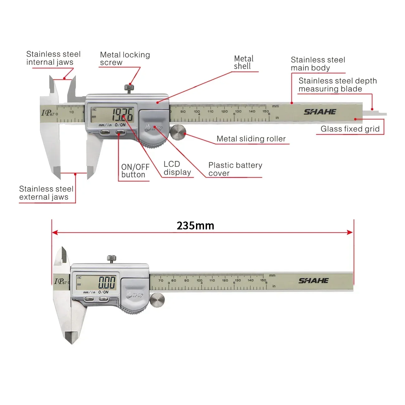 150 ミリメートル IP67 防水デジタルノギス定規ノギス - Digital Caliper 150Mm Stainless Steel のレビューと価格
