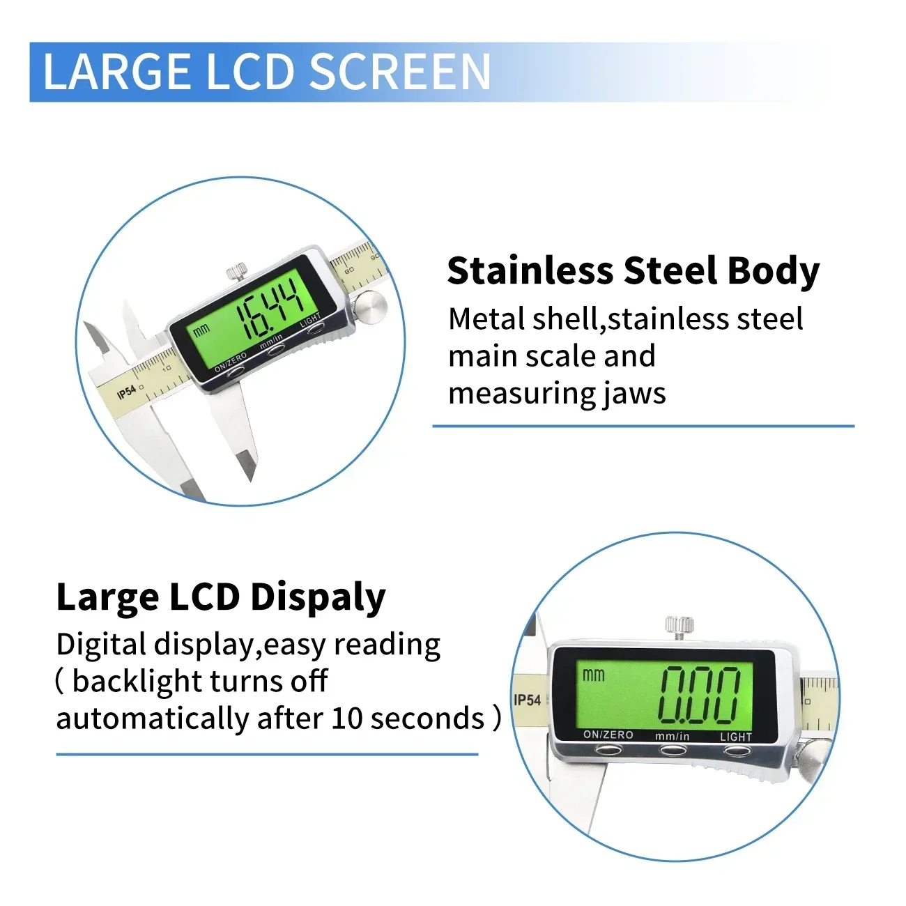 Shahe-大型LCDバックライト付きデジタルベリージュニア - Digital Caliper 150Mm Stainless Steel のレビューと価格